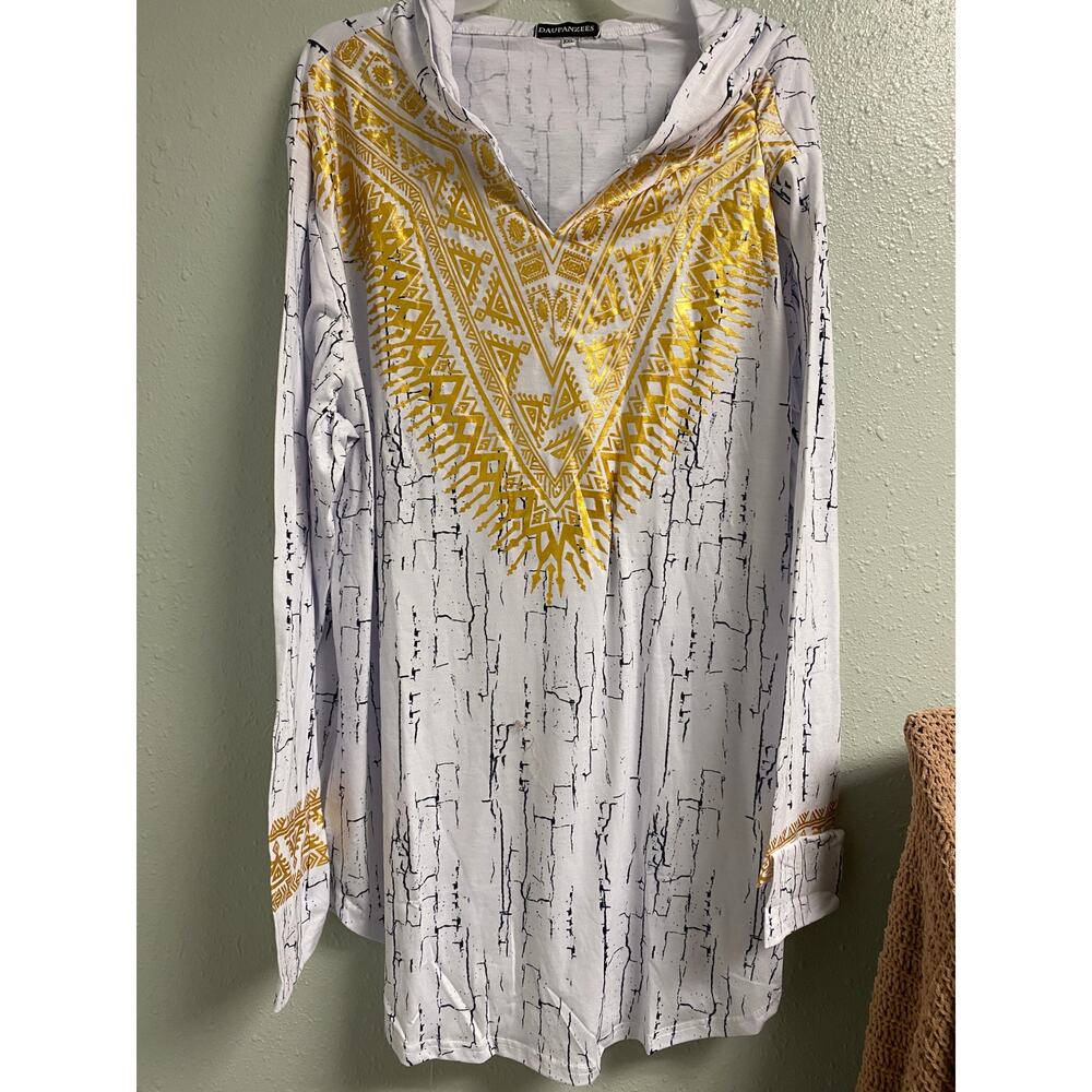 Men's African Print Hooded Shirt- 2XL- NWT-NN